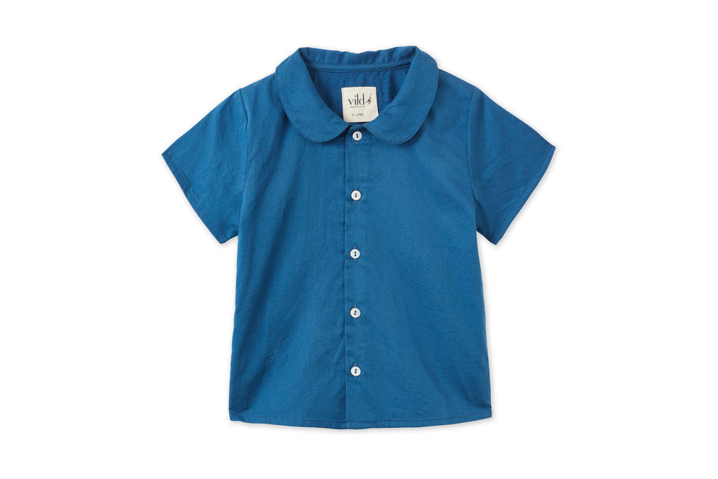 SS Organic Cotton Woven Peter Pan Collared Shirt
