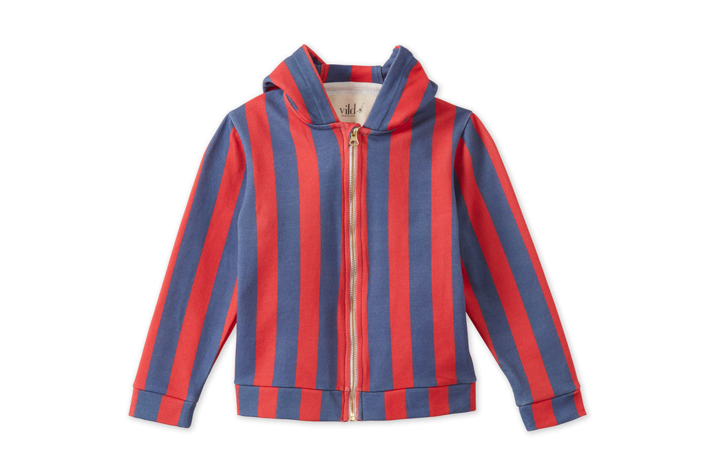 Striped Organic Cotton Zip Up Hoodie