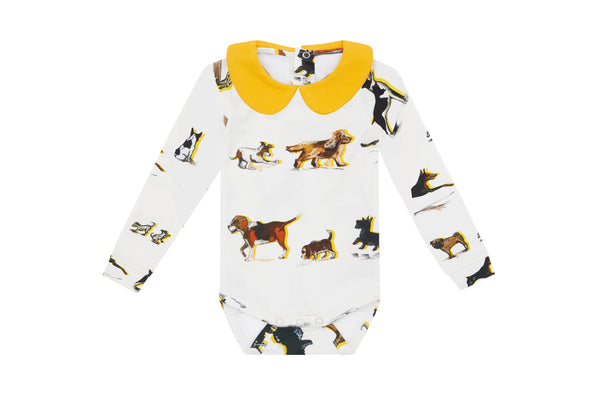 Vild Lab No.9 - Dog Family, Organic Cotton Collared Bodysuit