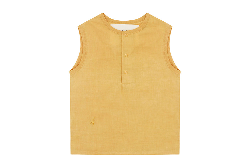 Natural Meyna Laxiflora Plant Dye, Organic Cotton Woven Sleeveless Top