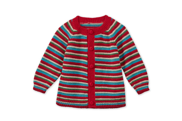 Baby Alpaca Cardigan, Multi Stripe