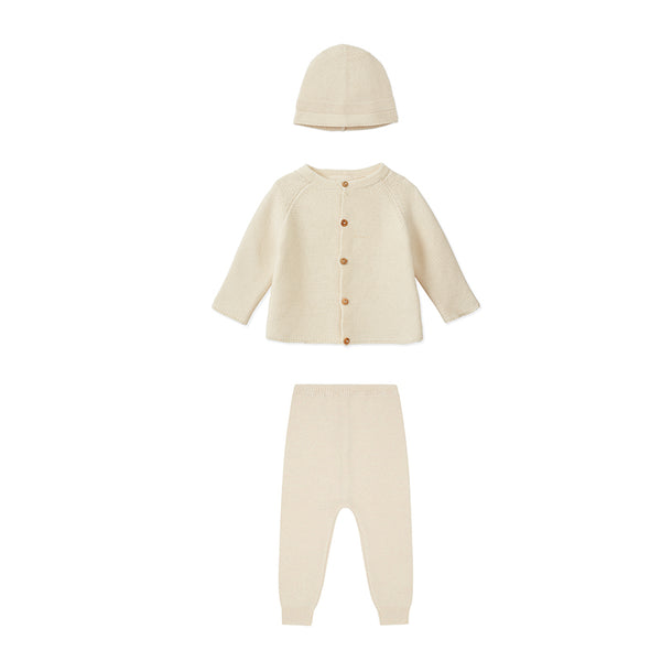 Organic Cotton Baby Knitwear Set - Ecru (no Dye)