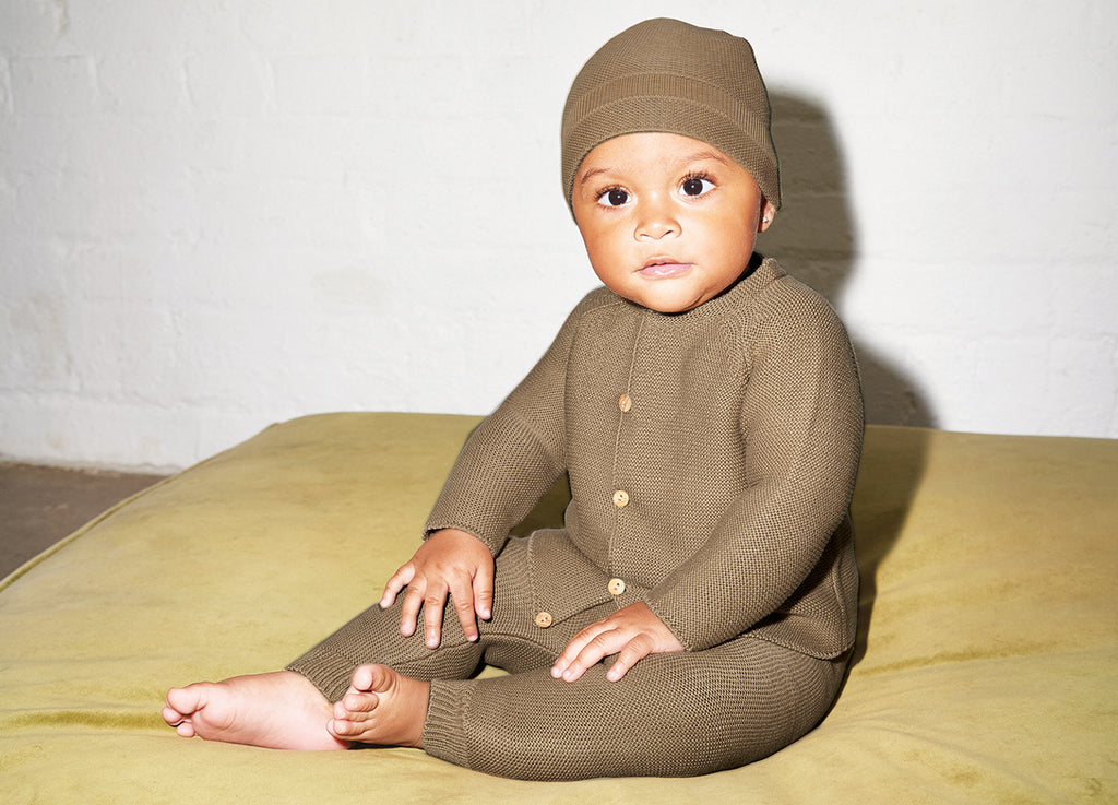 Organic Knit Cardigan - Beige