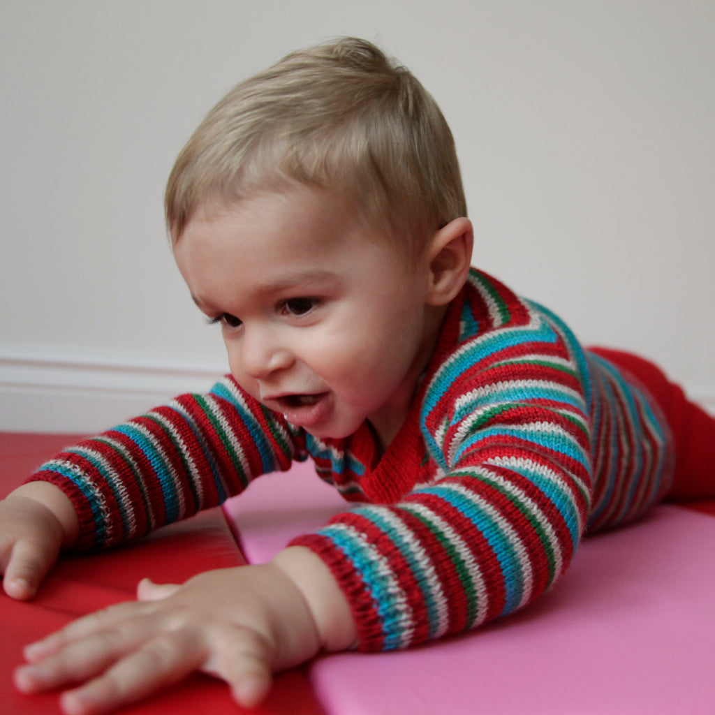 Baby Alpaca Cardigan, Multi Stripe