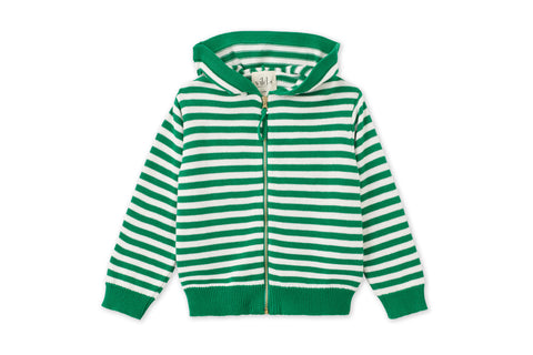 Organic Knit Cardigan - Green Stripe